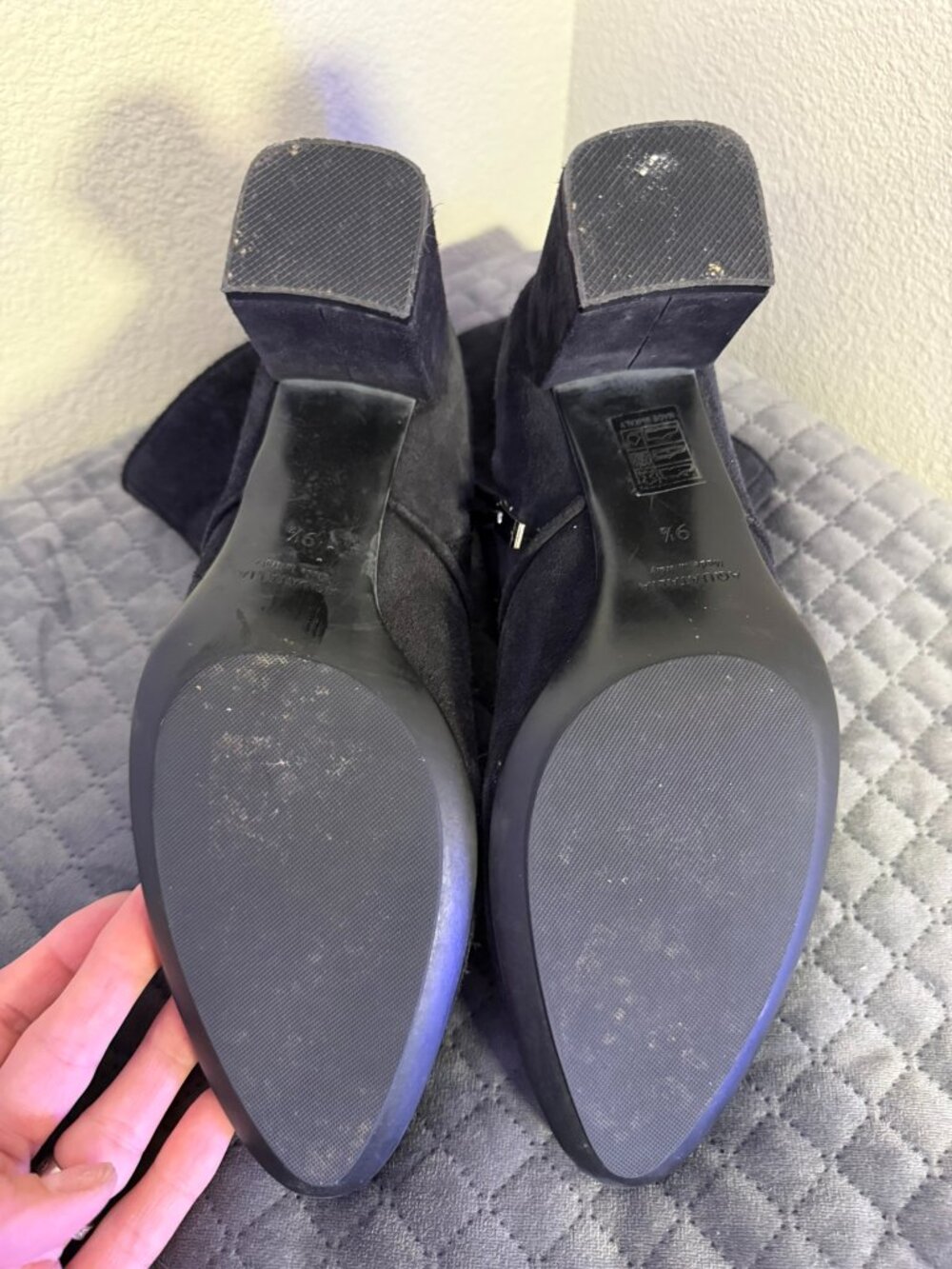 Aquatalia Fortuna, Women's Navy Blue Suede Heeled Ankle Bootie, size 9.5 - Picture 8 of 10